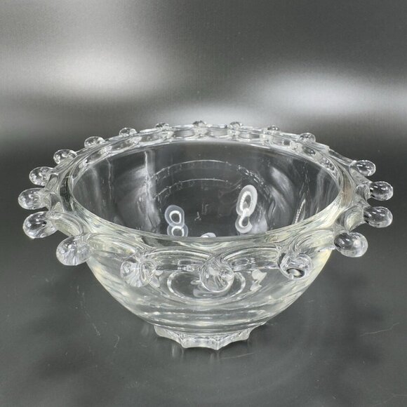Heisey Lariat Clear Glass Dish Bowl Manganese 365nm Green UV Glow Glass AS IS - Picture 2 of 14